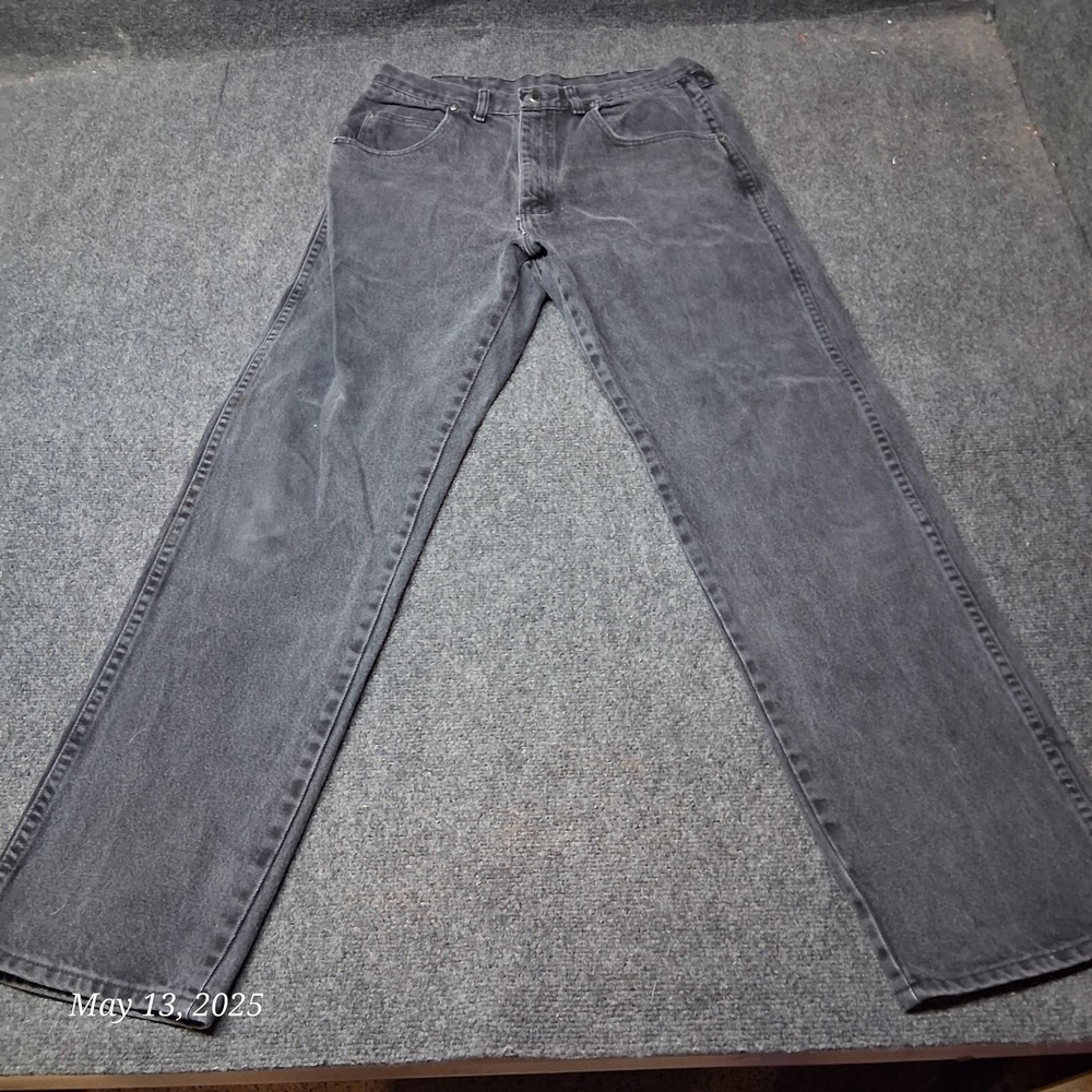 Wrangler Rugged Wear Black Stone Wash Denim Jeans Sz 34x34 VTG